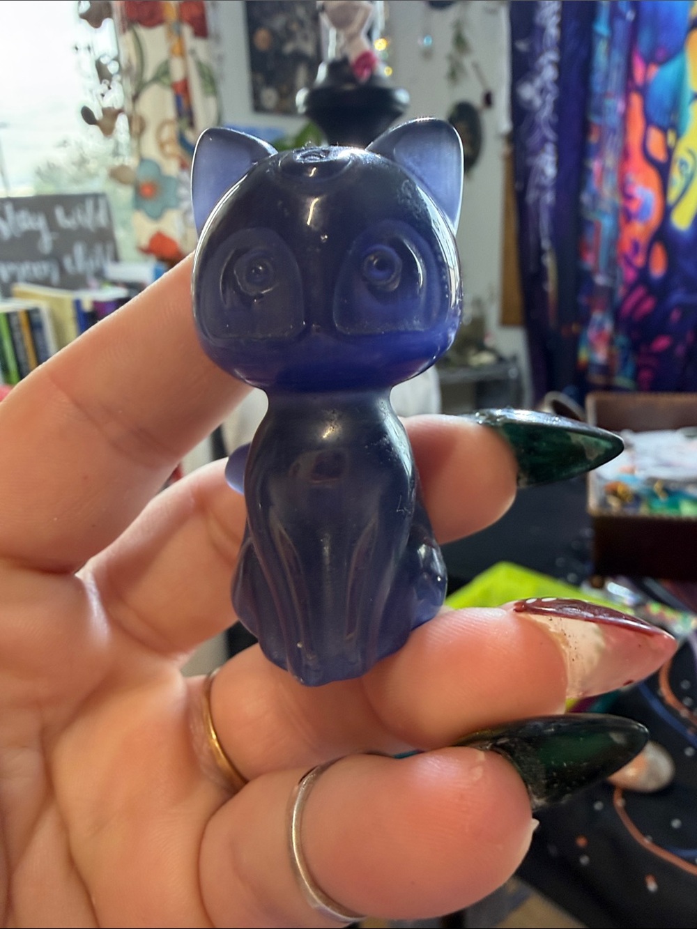 Hand Crafted Deep Purple Cat Figurine